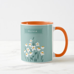 Mug Fleur marguerite moderne personnalisée mignon élég