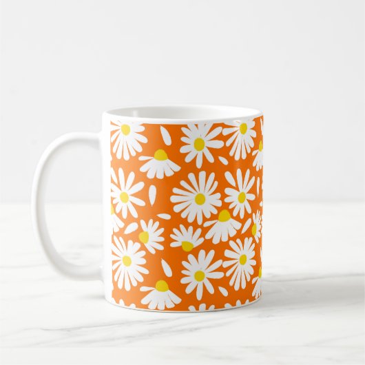 Mug Fleur marguerite rétro : orange vintage. (Gauche)