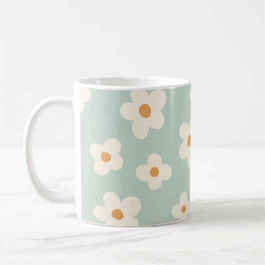Mug Fleur marguerite vert motif couleurs pastel (Gauche)