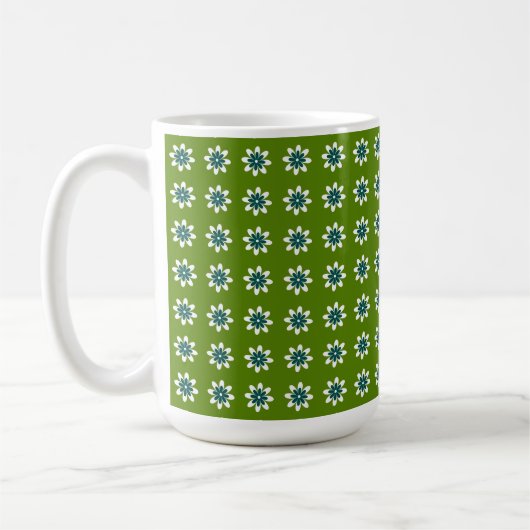 Mug Fleur minimale rétro vert avocat (Gauche)