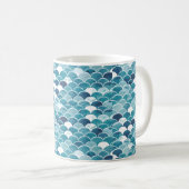 Mug Fleur Moderne Turquoise et Bleu de Roi (Devant droit)