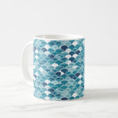 Mug Fleur Moderne Turquoise et Bleu de Roi (Devant gauche)