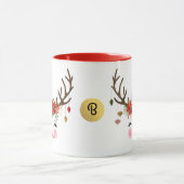 Mug Fleur Moderne Vintage Renne Fête Fantaisiste (Centre)