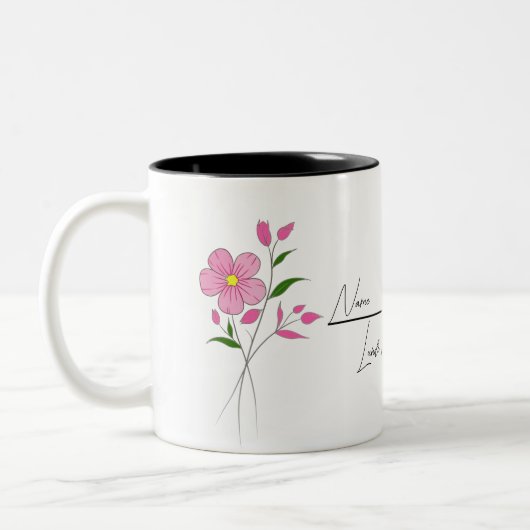 Mug Fleur Mois De Naissance Personnalisé Avec N'Im (Gauche)