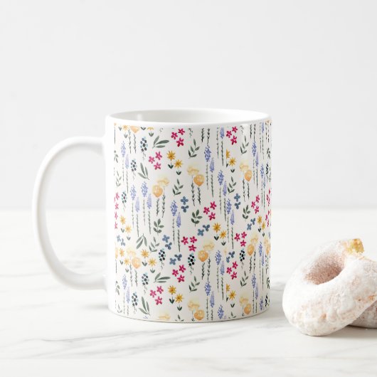 Mug Fleur Motif Printemps Floral Classique (Avec donut)