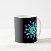 Mug Fleur néon turquoise et violet (Devant droit)