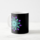 Mug Fleur néon turquoise et violet (Devant gauche)