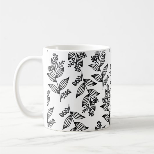 Mug Fleur noire Motif Botanique Blanc foncé (Gauche)