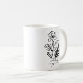 Mug Fleur Noire Personnalisée Illustrée Avec Nom (Devant droit)