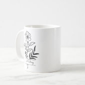 Mug Fleur Noire Personnalisée Illustrée Avec Nom (Devant gauche)