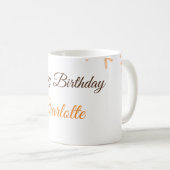Mug Fleur orange brune heureux anniversaire ajouter no (Devant droit)