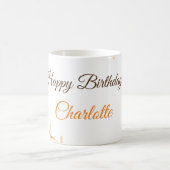 Mug Fleur orange brune heureux anniversaire ajouter no (Centre)