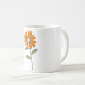 Mug Fleur Orange Daisy - Retro Floral Coffal Cup (Devant droit)