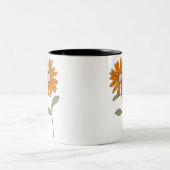 Mug Fleur Orange Daisy - Retro Floral Coffal Cup (Centre)