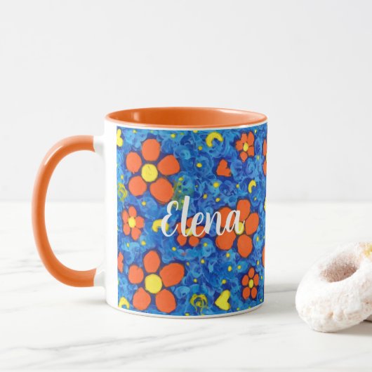 Mug Fleur Orange Dans L'Eau (Avec donut)