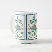 Mug Fleur orange et turquoise d'art populaire (Devant gauche)