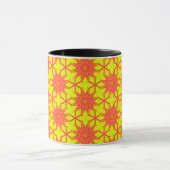 Mug Fleur Orange Starburst Sur Fond Jaune (Centre)
