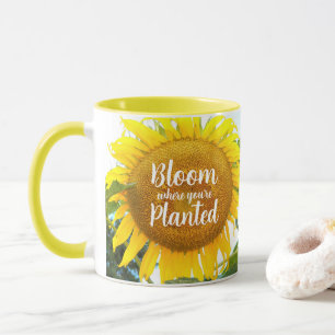 Mug Fleur où vous êtes planté Tournesol Jaune