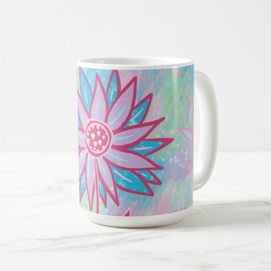 Mug Fleur Pastel à main mignonne (Devant droit)