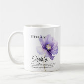 Mug Fleur personnalisée du mois de naissance février (Gauche)