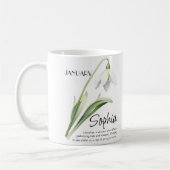 Mug Fleur personnalisée du mois de naissance janvier (Gauche)