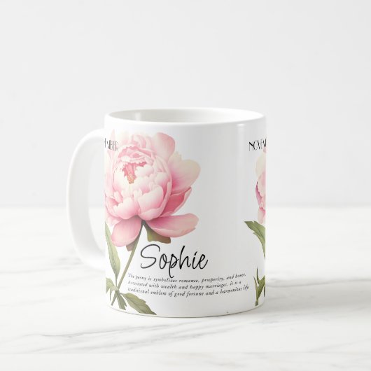 Mug Fleur personnalisée du mois de naissance Novembre (Devant gauche)