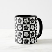 Mug Fleur point noir blanc (Devant droit)