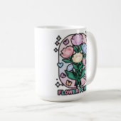 Mug Fleur Power Dessin Animé Simple Couleur Blanc (Devant droit)