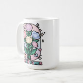Mug Fleur Power Dessin Animé Simple Couleur Blanc (Devant gauche)