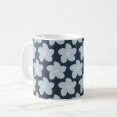 Mug Fleur Rétro Bleu Clair Et Bleu Marine (Devant gauche)