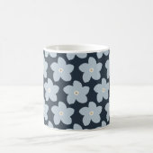 Mug Fleur Rétro Bleu Clair Et Bleu Marine (Centre)