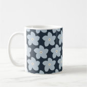 Mug Fleur Rétro Bleu Clair Et Bleu Marine (Gauche)