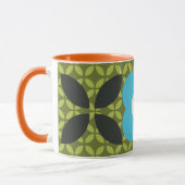 Mug Fleur Rétro, motif géométrique bleu clair et vert (Gauche)