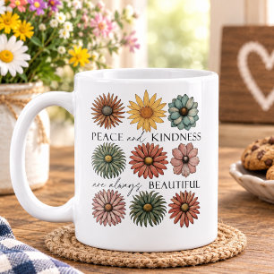 Mug Fleur Rétro Paix et Gentillesse