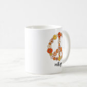 Mug Fleur Rétro Paix et Gentillesse (Devant droit)