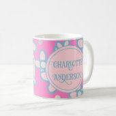 Mug Fleur rétro rose personnalisée (Devant droit)