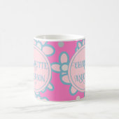 Mug Fleur rétro rose personnalisée (Centre)