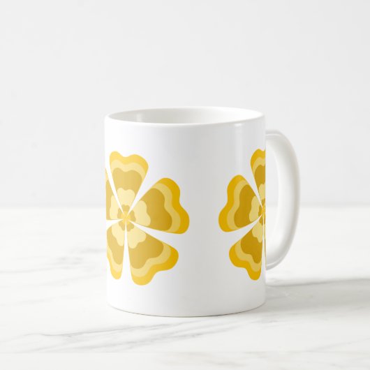 Mug Fleur Rétro Stylisée Jaune (Devant droit)
