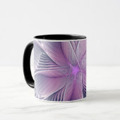 Mug Fleur Rose Assez Moderne, Art Fractal Abstrait (Devant gauche)