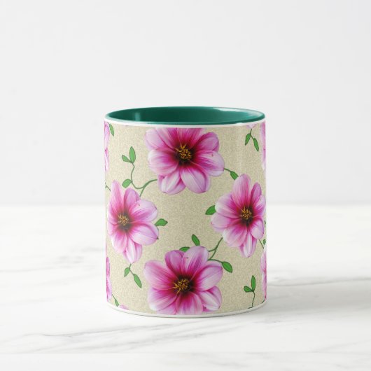 Mug Fleur rose botanique d'été doux (Centre)