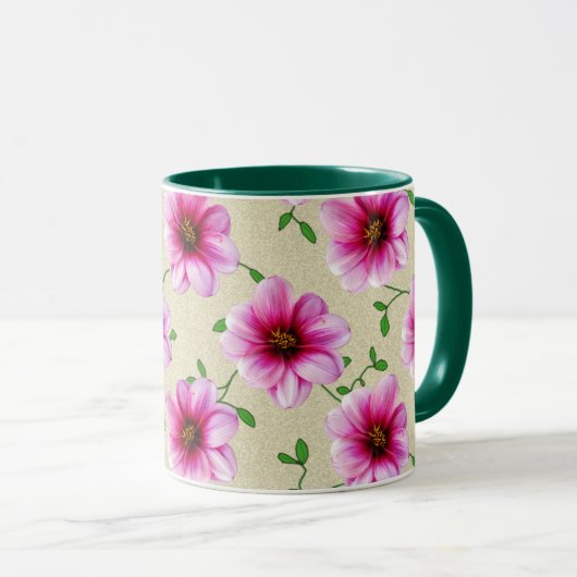 Mug Fleur rose botanique d'été doux (Devant droit)