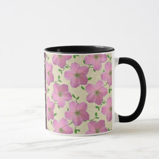 Mug Fleur rose botanique d'été doux avec le nom (Droite)