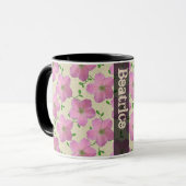 Mug Fleur rose botanique d'été doux avec le nom (Devant gauche)