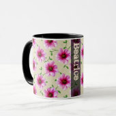 Mug Fleur rose botanique d'été doux avec le nom (Devant gauche)