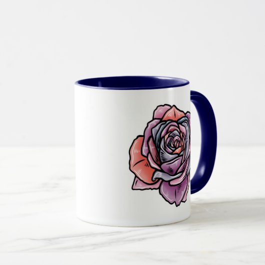 Mug Fleur Rose coloré (Devant droit)