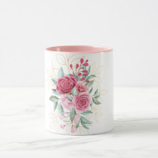 Mug Fleur rose combo