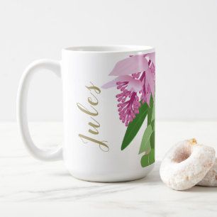 Mug Fleur rose de Medinilla tropicale sur nom blanc