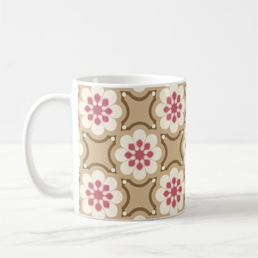 Mug Fleur rose et beige (Gauche)