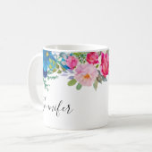 Mug Fleur rose et bleu fantaisie été (Devant gauche)
