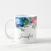 Mug Fleur rose et bleu fantaisie été (Gauche)